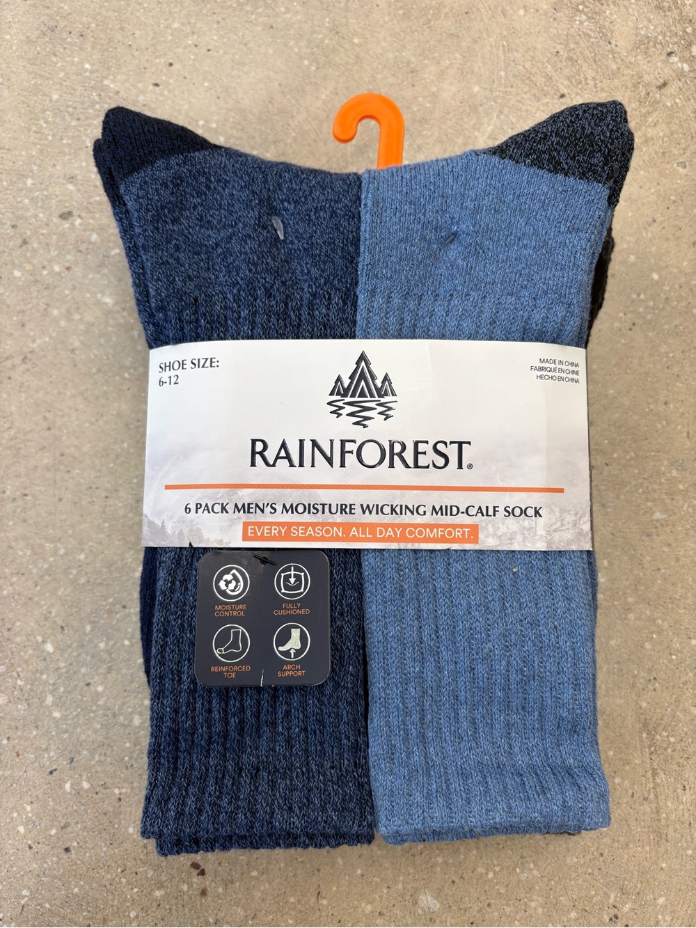RAINFOREST Men's Mid-Calf Socks - Navy & Light Blue (Pair)